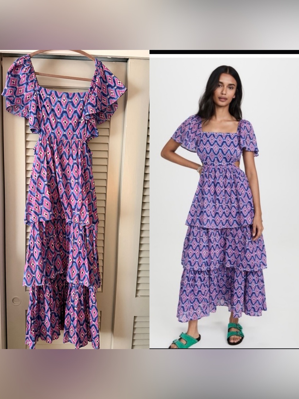 Banjanan Lavender-Pink Printed Tiered Maxi Dress